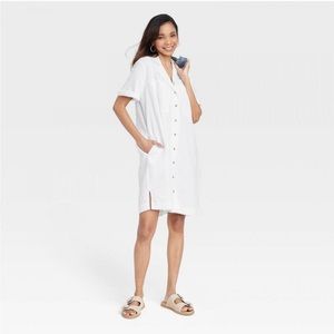 Universal Thread Short Sleeve Button-Front Shirtdress RWW4LM